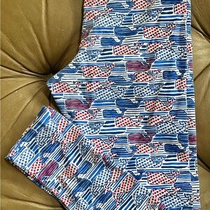 Girls’ Vineyard Vines Star and Stripe Whale Leggings Size M 10/12